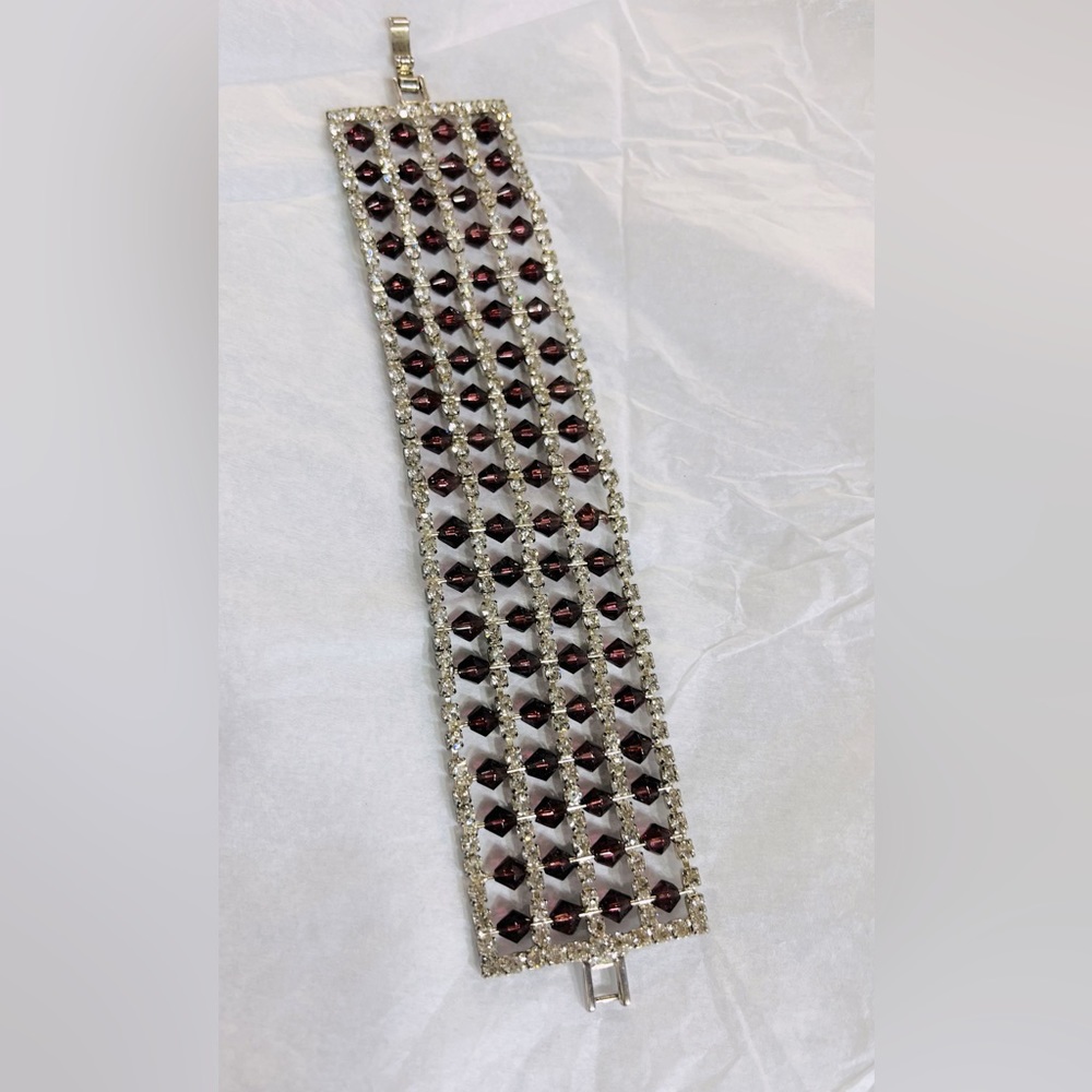 Rare vintage purple abacus beads rhinestone bracelet #203